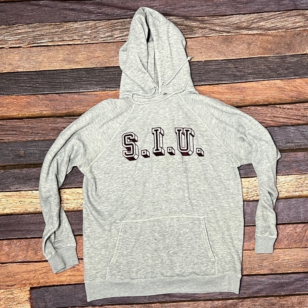 Vintage 1980s Southern Illinois NCAA College Gray Hoodie Pullover Sweatshirt